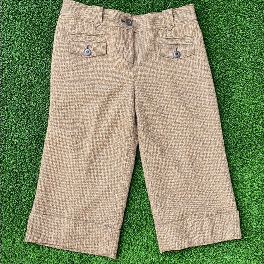 Ann Taylor Loft wide cuffed lined cropped pant